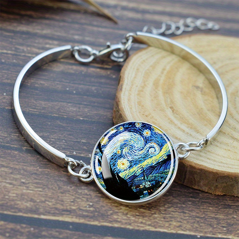 TEMU 1pc Van Gogh Starry Night Oil Painting Iris Bracelet Jewelry Gift For Parties