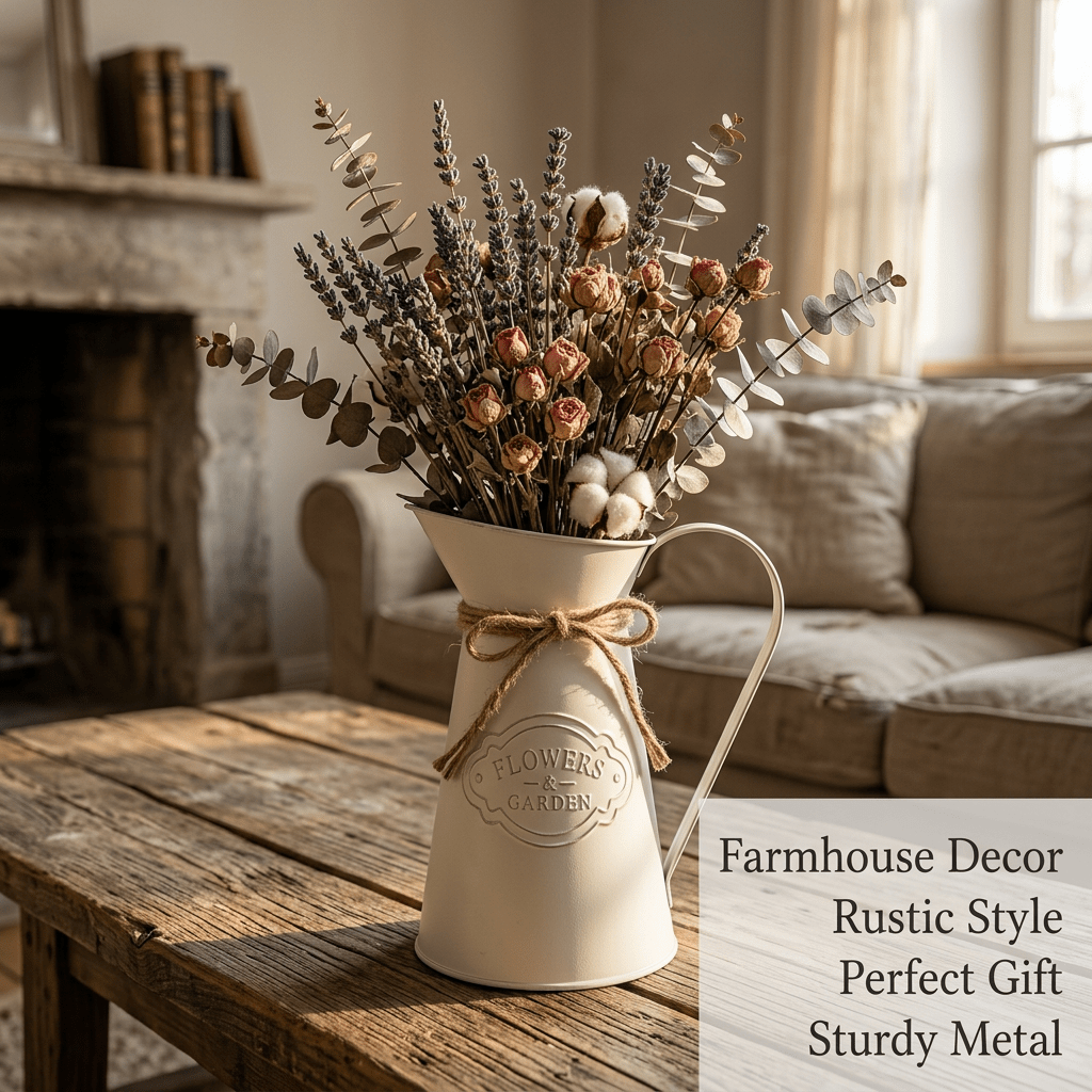 TEMU Rustic Metal Flower Pot Vase Ornament, Vintage Distressed Iron Planter, Home And CafÃ© Tabletop Decoration, 20cm Height With Wide Opening