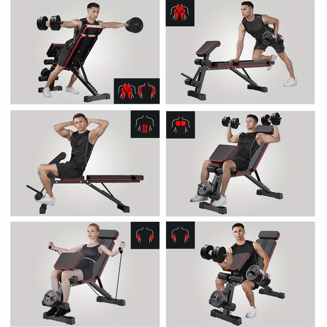 PORIYA Foldable Gym Weight Bench Dumbbell Bench w/ Leg Lift Home Gym Storage, Ideal for small spaces