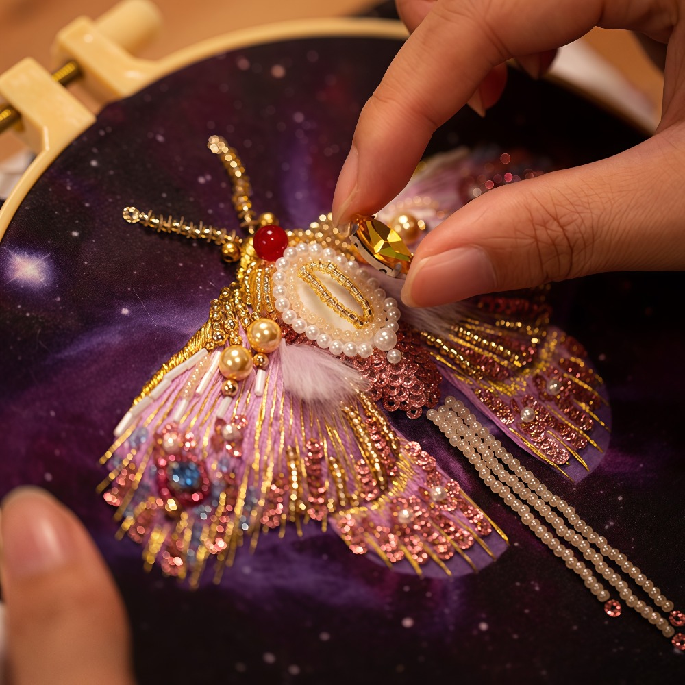 3D Starry Sky Moth Bead Embroidery Material Pack Kit
