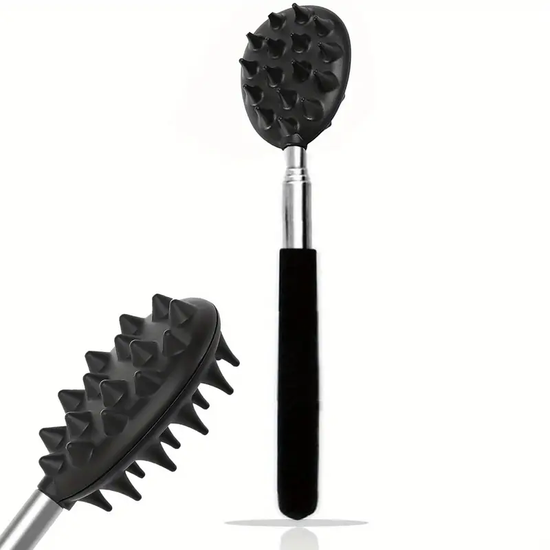 retractable back scratcher with 23 6 telescoping handle dual sided cactus design ergonomic pvc grip for portable massager for men women Product details 0