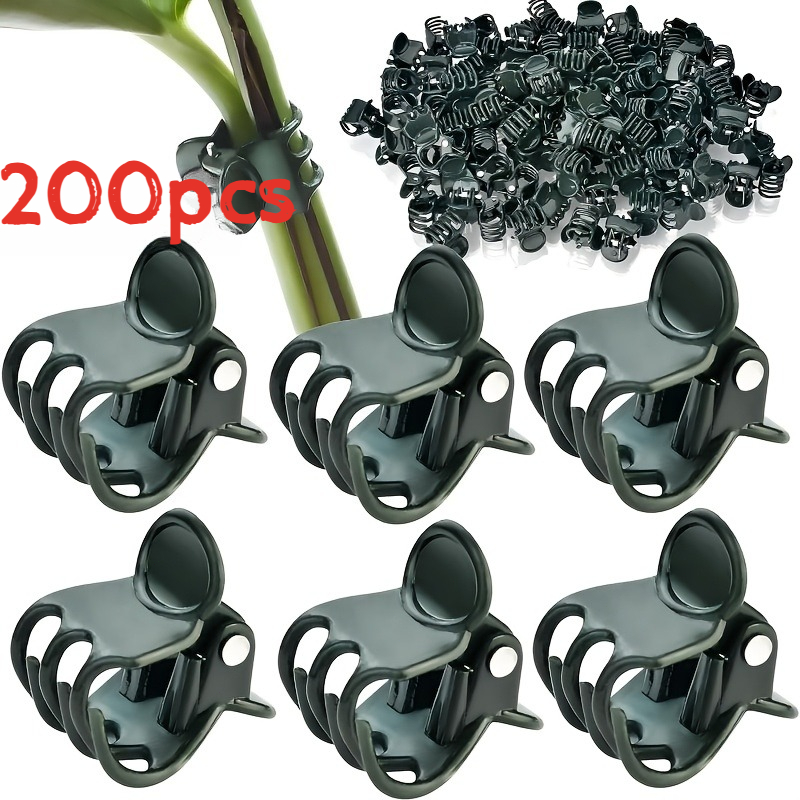 TEMU 200pcs Plastic Garden Clips, Vine Support Bundles, Plant Clips, Phalaenopsis Orchid Grafting Orchid Stem Clips, Gardening Tools