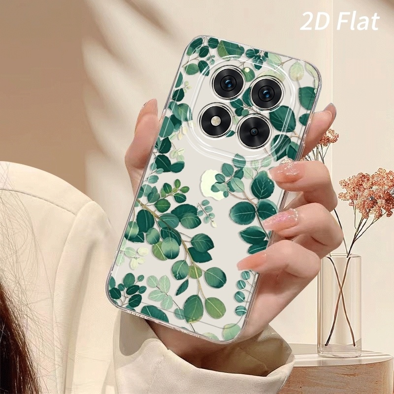 TEMU Phone Case - Phone Case-2d Flat For Redmi K50 Gaming Note 15 Pro+ 5g 14 13r Pro 12 11 10 Max Case, Fresh Leaf Plant Decor Slim Shockproof