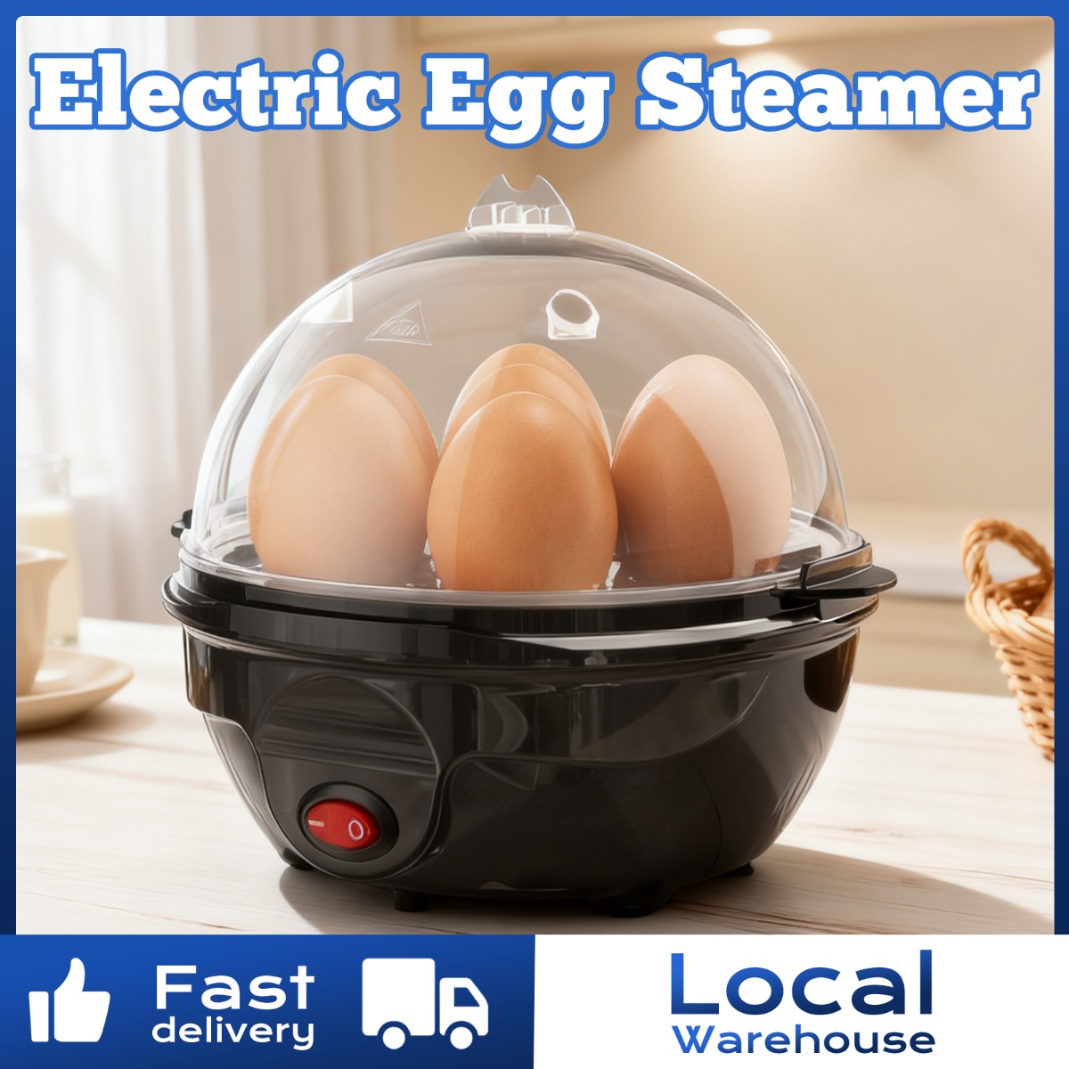 TEMU Egg Cooker Boiler Rapid Electric Egg Steamer, Cooks 7 Eggs Hard Medium Soft Boiled Poacher, Local -button Operation, Quick And Efficient,