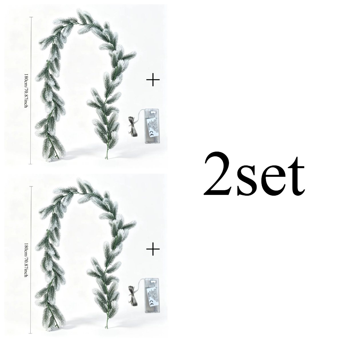 TEMU 2pc* Rattan + 2pc* String Lights / 2 Sets Christmas Decoration Artificial Cedar Needle Rattan String Lights, Creative Holiday Atmosphere String