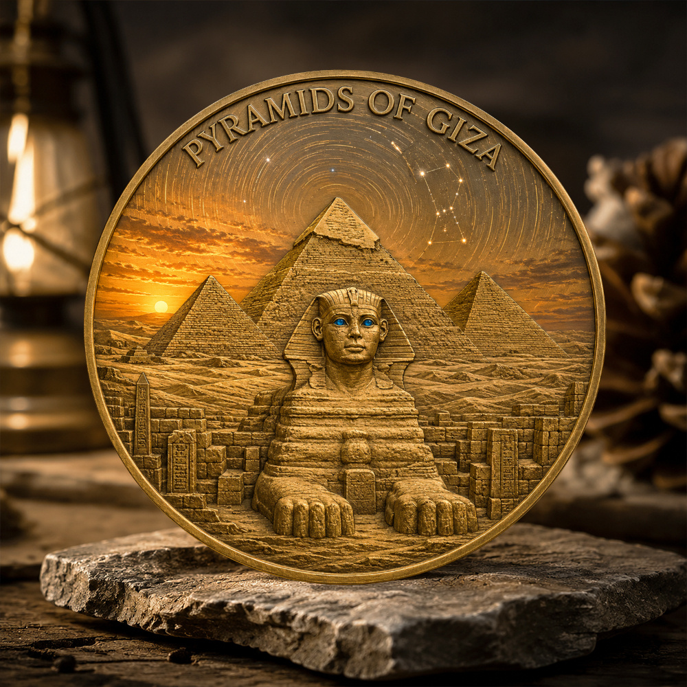 TEMU de pièce commémorative des de Gizeh, pièce de l'Égypte ancienne , jeton sur le thème du pharaon et du gardien du désert, protection spirituelle,