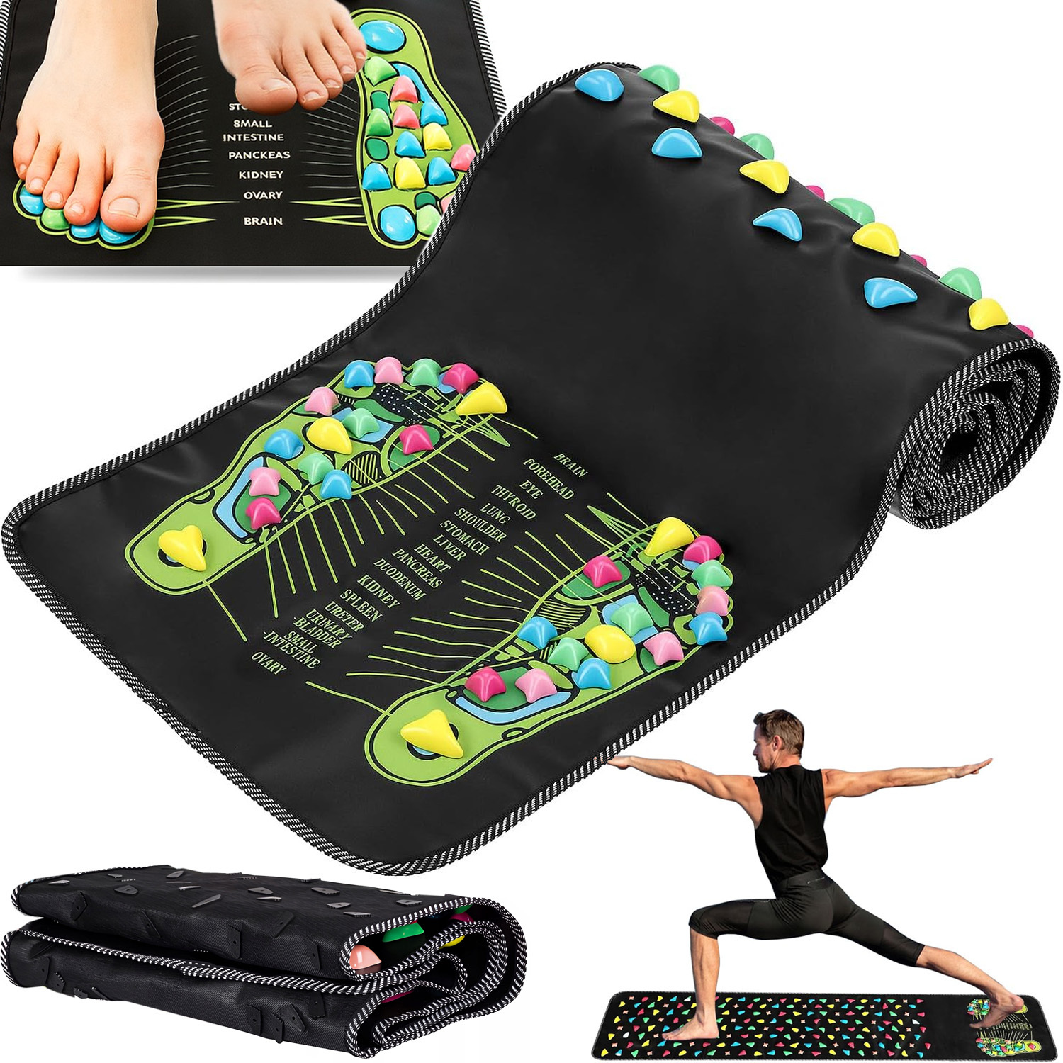 175*35cm Foot Massage Mat With Socks, Reflexology Stone Acupuncture Mat With Chart For Foot Relaxation