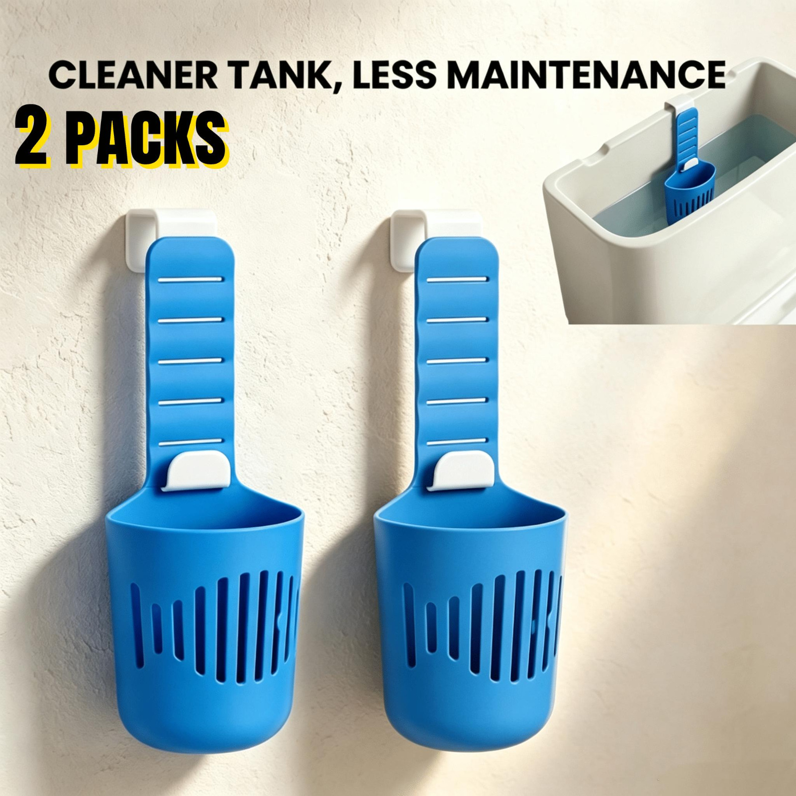 Image of 2 Sets Adjustable Toilet Tank Cleaning Holder, Tank Replacement Parts, Hanging Toilet With Hook, Can Collect Residue In Toilet, Prevent Blockage Of Plates, Extend Toilet , With Adjustable Strip