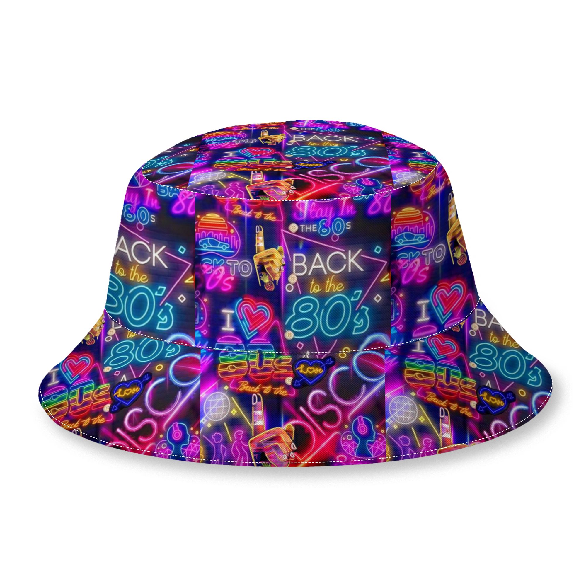 TEMU 1pc Retro 80s Unisex Bucket Hat For - Thin Hip Hop Cap With I , Machine Washable, Suitable For Summer, Casual Wear, Themed Parties & Nostalgic