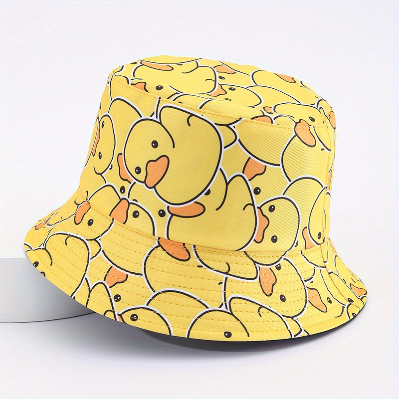 E-shop Outdoor Reise Cartoon Kleine Gelbe Ente All- Fischerhut für Damen und Herren, Unverzichtbarer Fischerhut, Leicht zu Tragen, Faltbarer Bucket Hat