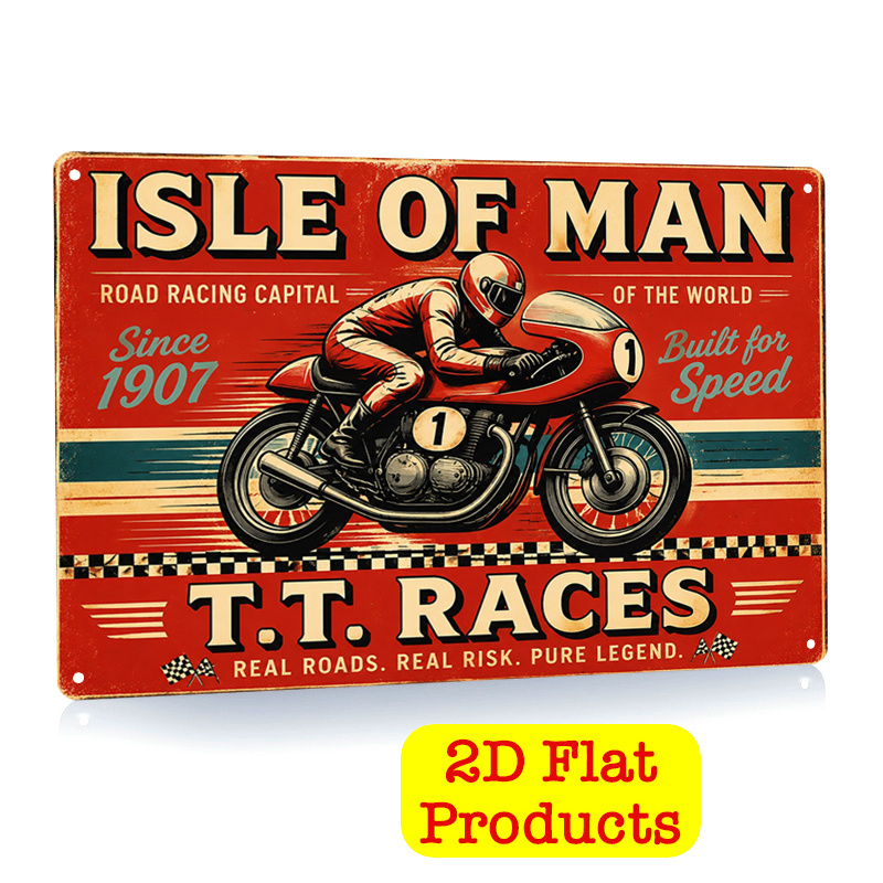 TEMU 2d Flat, 1pc Tt Racesaluminum Wall Art,8x12in Manmetal Plate Sign, Vintage Racealuminum Plate Print, Durable Indoor/outdoor Decor For Home,