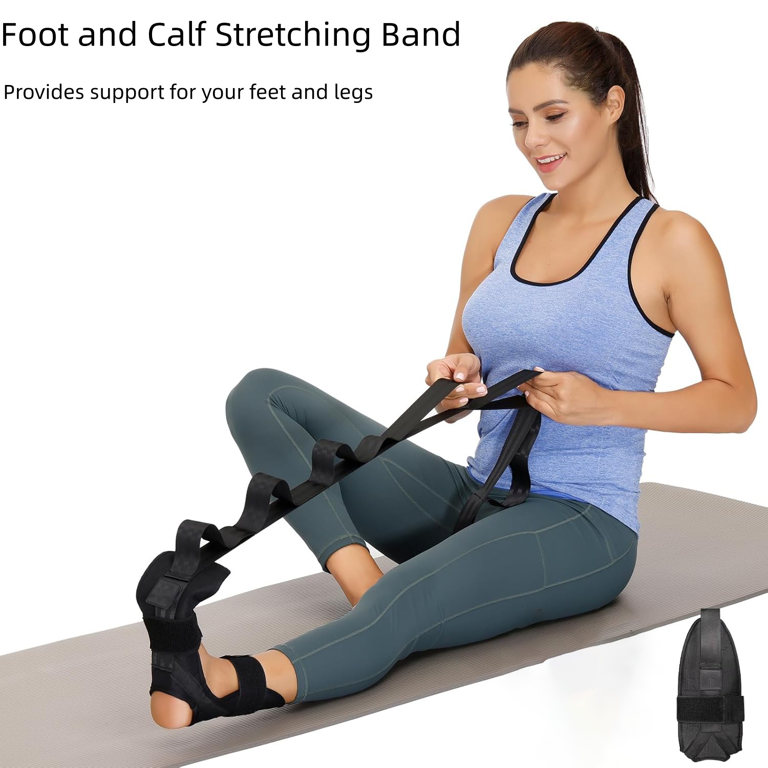 TEMU Bande d'étirement multifonctionnelle pour mollets, étireur de pieds, sangle de yoga, planche d'étirement réglable, convient pour Pilates/Fitness