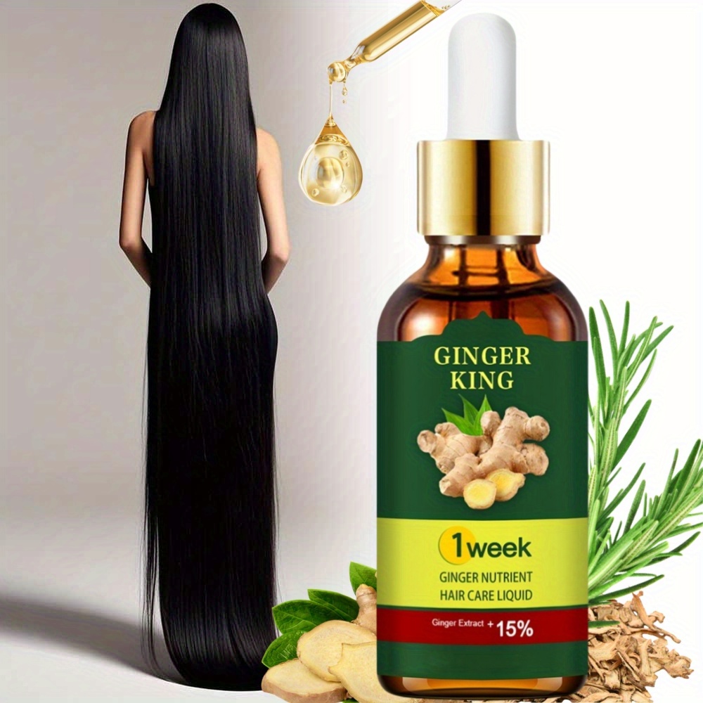 TEMU 1oz Ginger Hair Oil Extract, Suitable For Scalp Massage, Dry And Damaged Care, Plant Extract, Ginger Nourishes Hair, Soft And Shiny, Make Thin Thicker