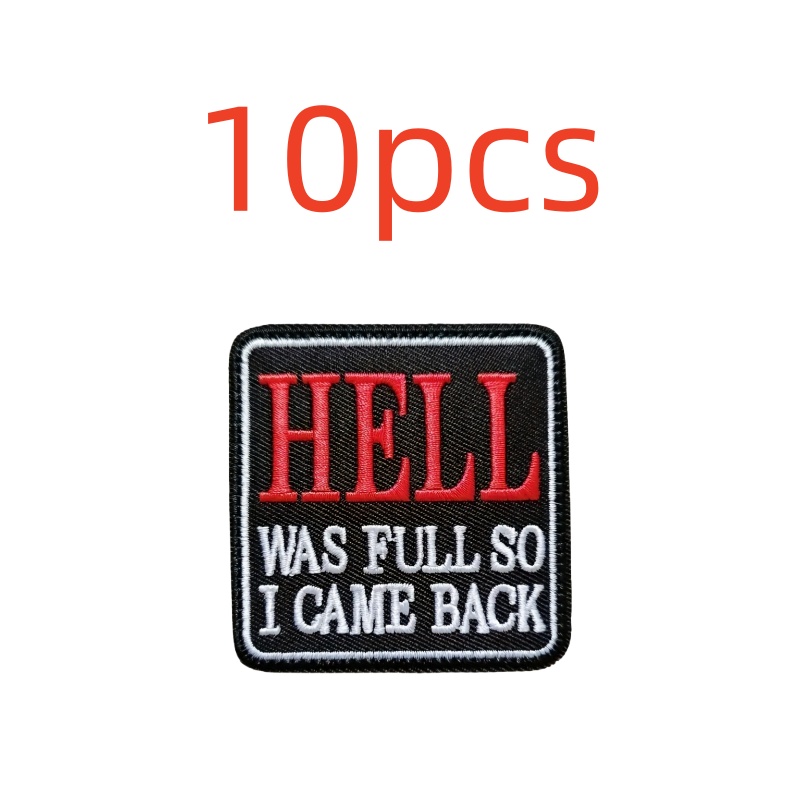 TEMU 10pcs Of ' Is Full, ' Embroidered Patches - Humorous Iron-on Transfers With Hook And Loop, Used For Backpacks, Jackets, Jeans, Vests - Designed