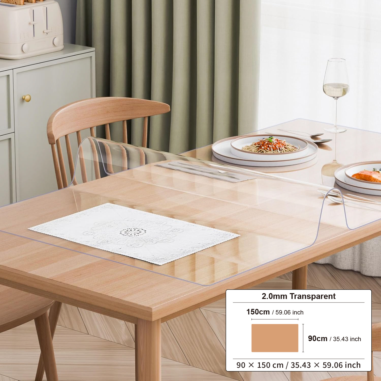 TEMU Transparent High Quality Pvc Tablecloth, 2.0mm Thick, Scratch-resistant And Heat-resistant Table Pad, Tabletop Protective Cover, Easy To Clean