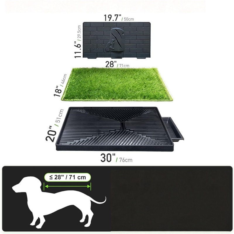 Indoor Outdoor Potty Toilet, Simulated Grass Mat Edge With 6 Drainage Holes, Sturdy Three-layer Structure And Removable Tray, Easy Clean Reusable Pet Training Pad For Small Medium Dogs