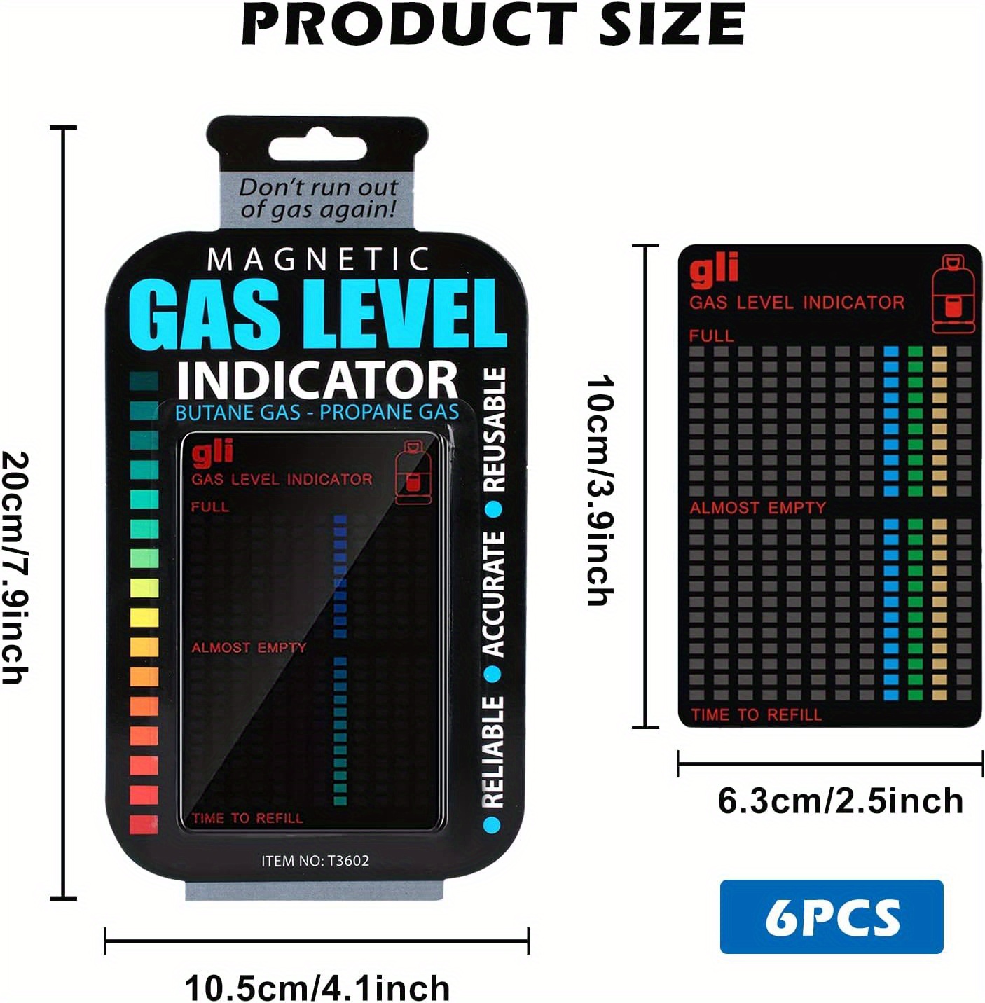 1 Indicador magnético de nivel de gas, 1pc, indicador de nivel de propano reutilizable, tarjeta de sensor de nivel de combustible de propano, indicadores de nivel de medidor de propano para tanque de propano, cocina doméstica