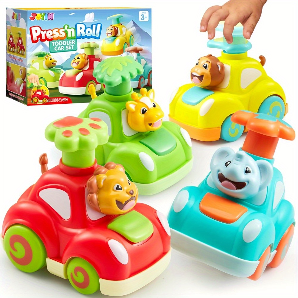 TEMU Animal Toy Cars For Kids, Toys For Boys Girls Age 3+, 4 Pack Cars Including Elephant, Monkey, Giraffe And Lion, Wind Up Children Gift, Birthday