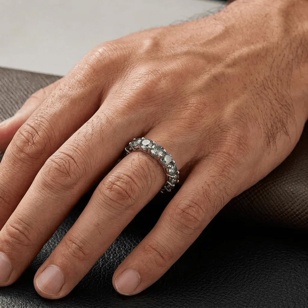 Men's Luxury Moissanite Hip Hop Ring, Stylish Finger Ornament