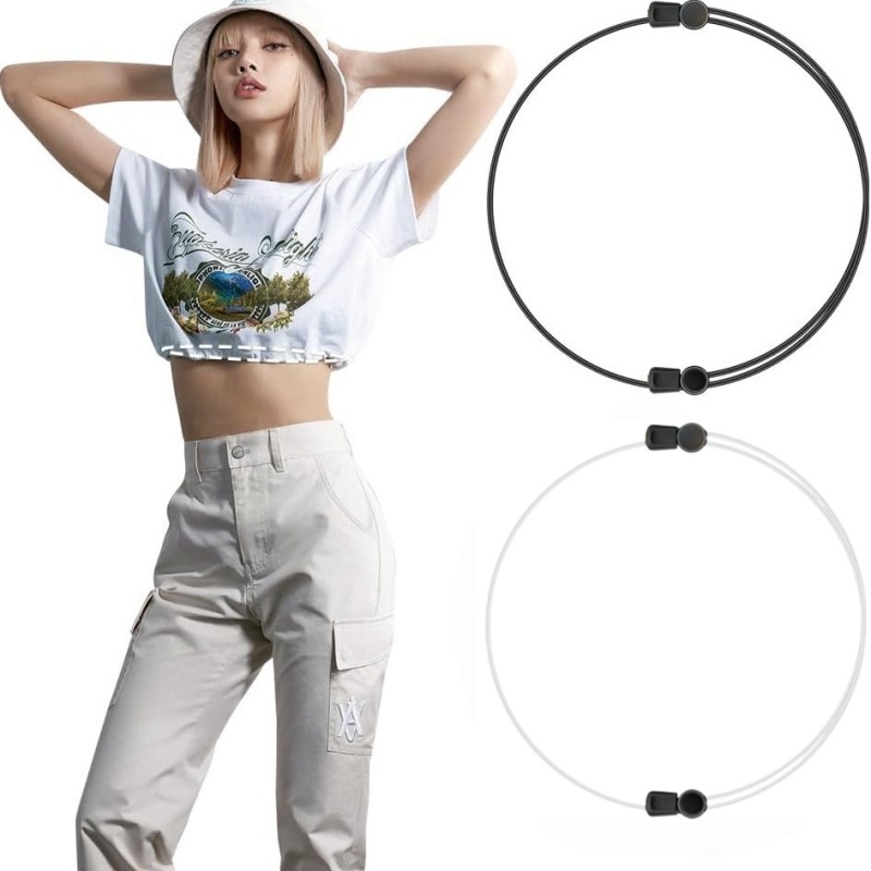 E-shop 2er-Pack Crop Tuck Band Crop Tuck - Verstellbarer Taillenbund, elastischer Shirt- und Hosen-Taillenversteller - Länge anpassen - Kompatibel mit
