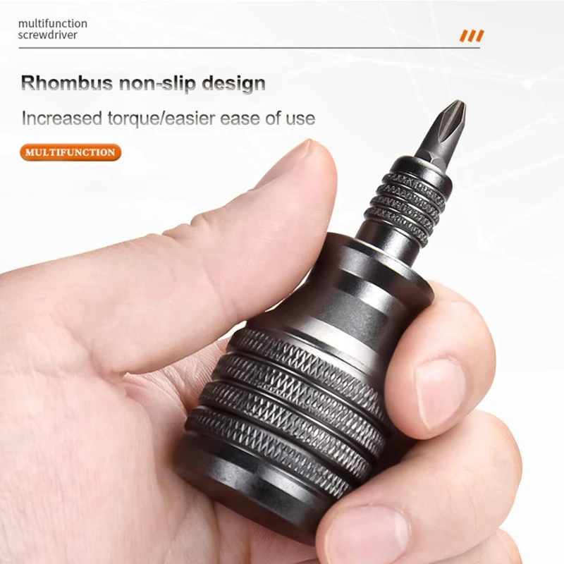 7 in 1 mini edc screwdriver set s2 alloy steel magnetic one way phillips head multi bit titanium coated portable precision screwdriver for tools details 4