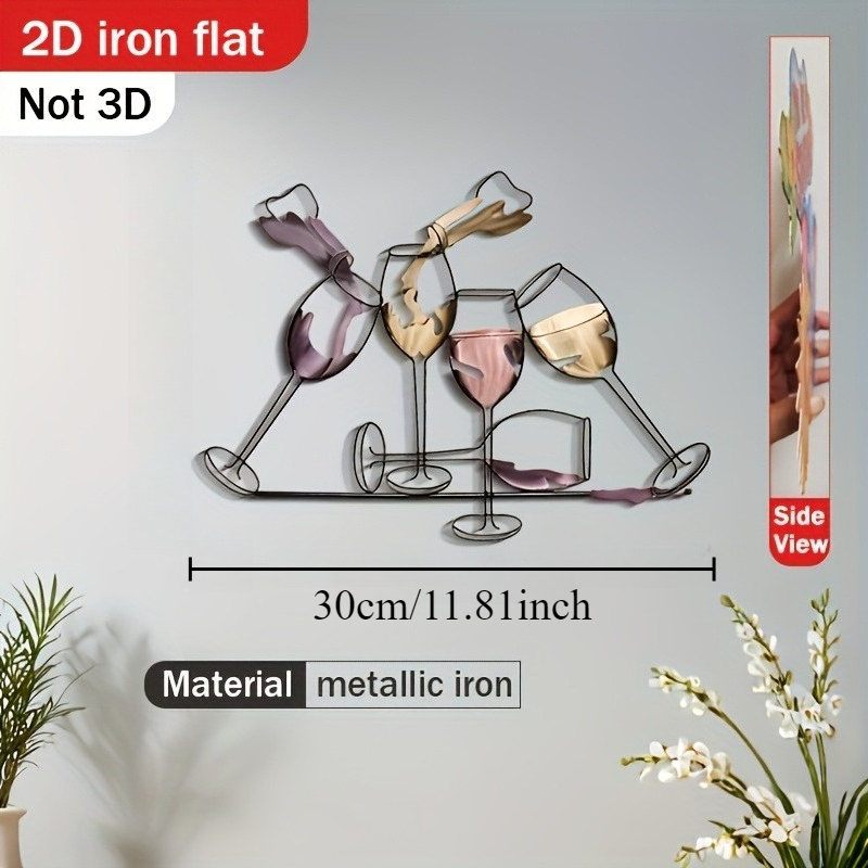 Image of 2d Flat - 【2d Flat】 2d Flat - [2d Flat] 2d Flat Printing, 1pc, Wine Rack Decoration - - Wine Art Wall Decoration, Suitable For Living Room, Garden, Bathroom, Terrace