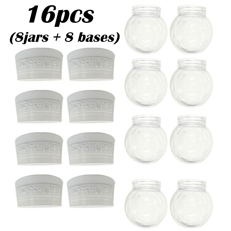 TEMU 16pcs (8pcs Bases And 8pcs Jars) Transparent Snowball Set, Transparent Fillable Crystal Balls, Snow Scene Bottles, For Christmas Winter