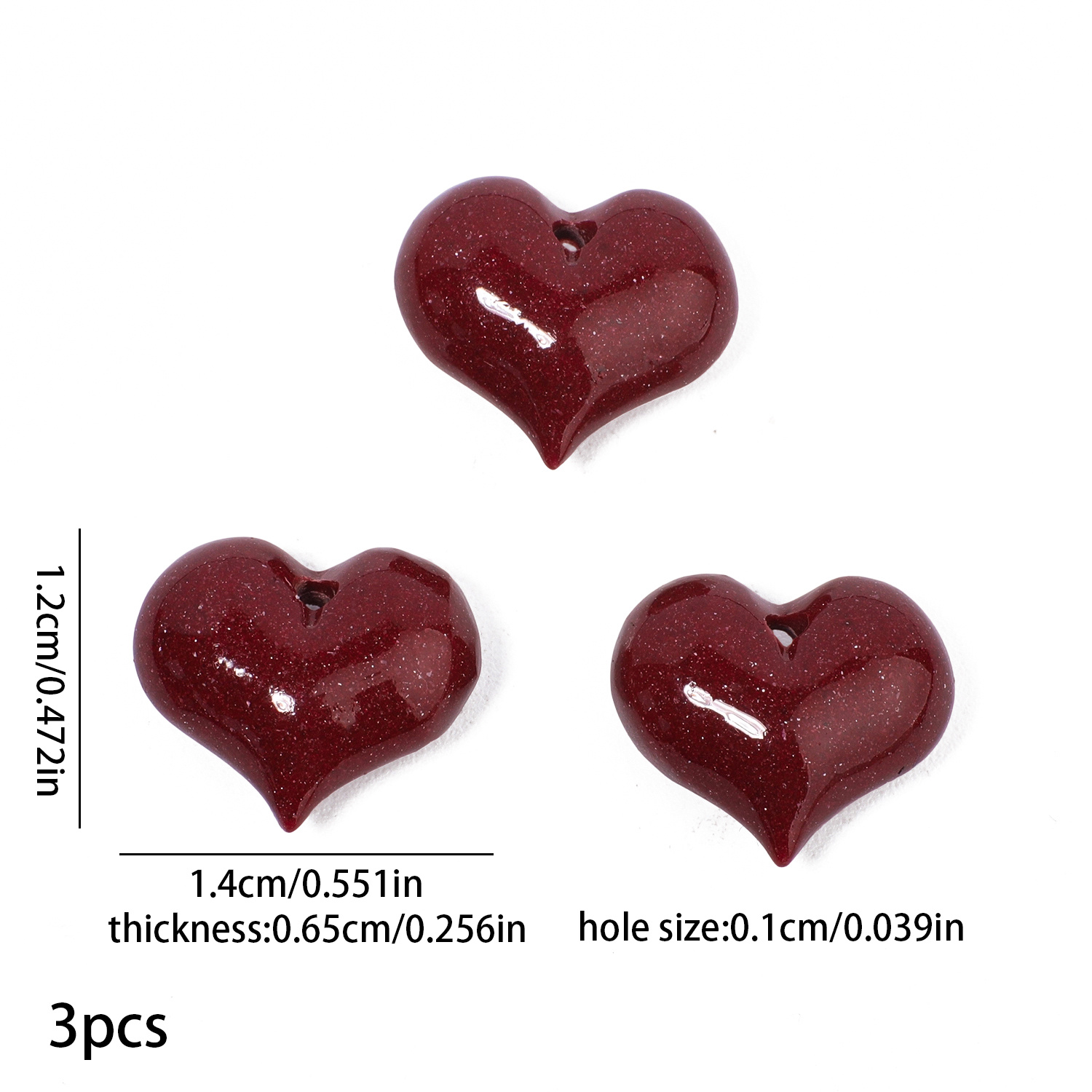 TEMU Beads & Bead Assortments -natural Stone 3pcs 12x14mm Purple Hearts Shapes Beads For Making - Ideal For Slim Bracelets, Necklaces, Beads Chain &