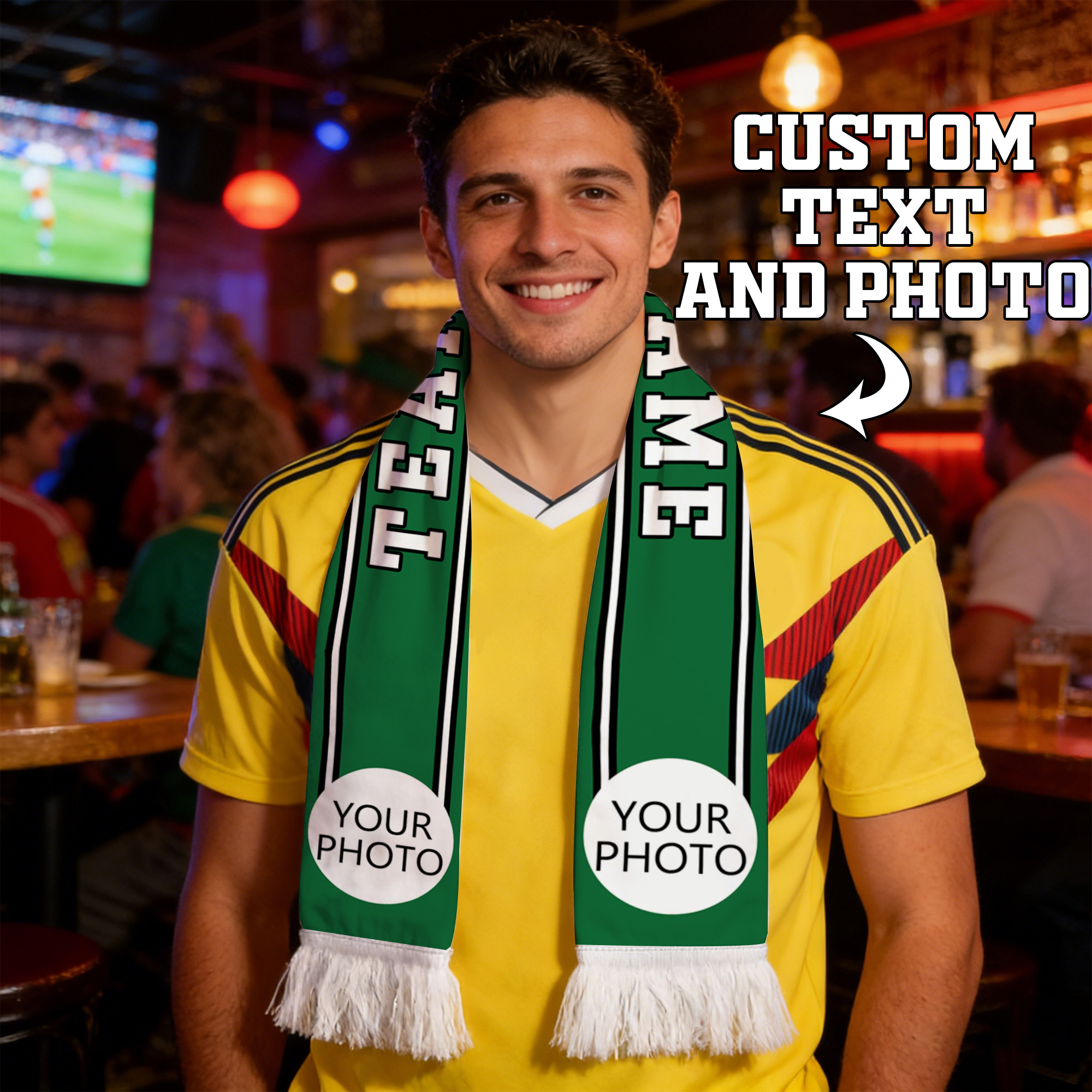 E-shop Ein personalisierter Fußballschal – Gestalte deinen Text und dein Bild, einzigartige Schal für Fans, um Unterstützung zu zeigen und das