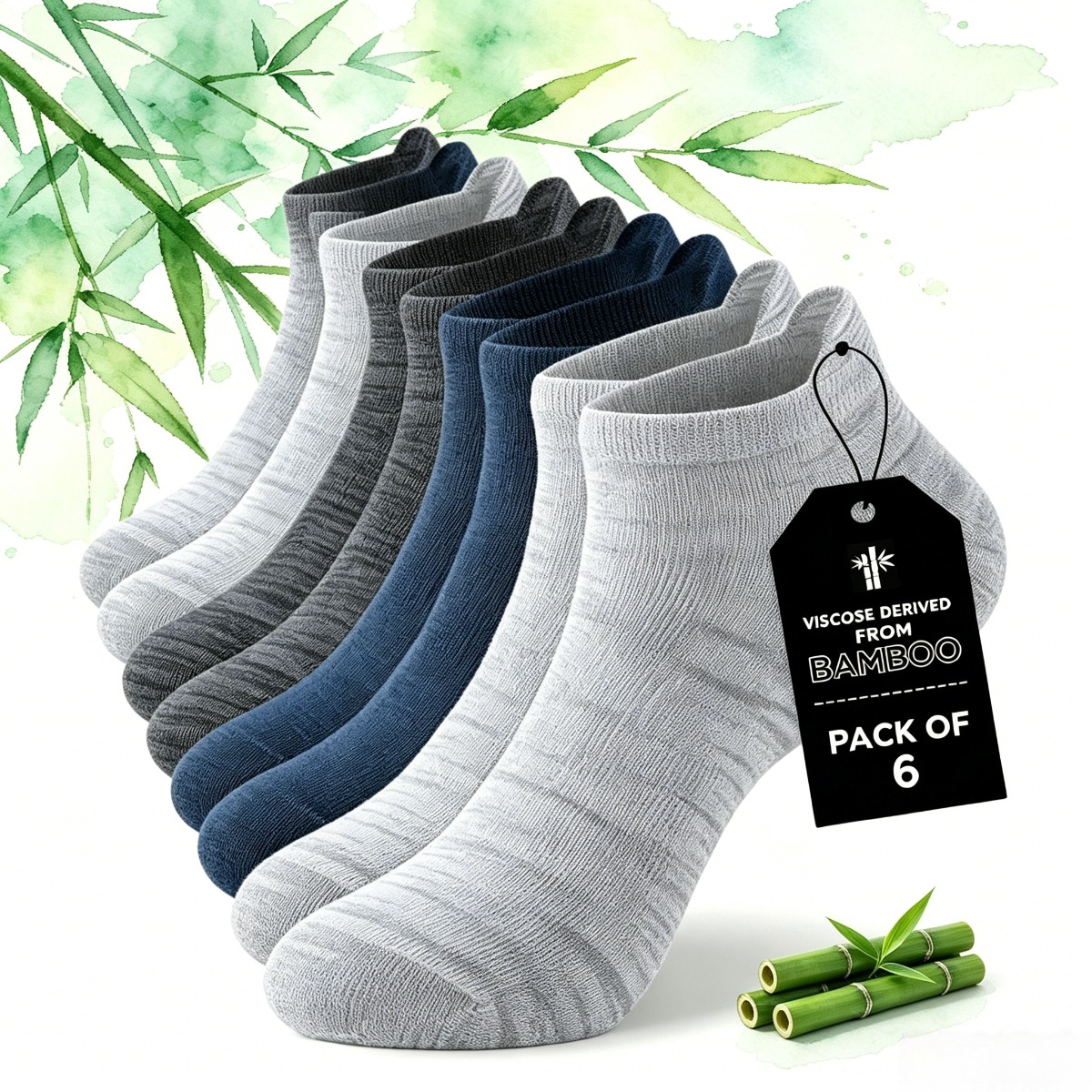 TEMU 6 Pairs Hantangyun Men' Bamboo Rayon Ankle Socks - Low-cut Ultra-thin Breathable Athletic Socks, Lightweight Elastic Suitable For Walking,