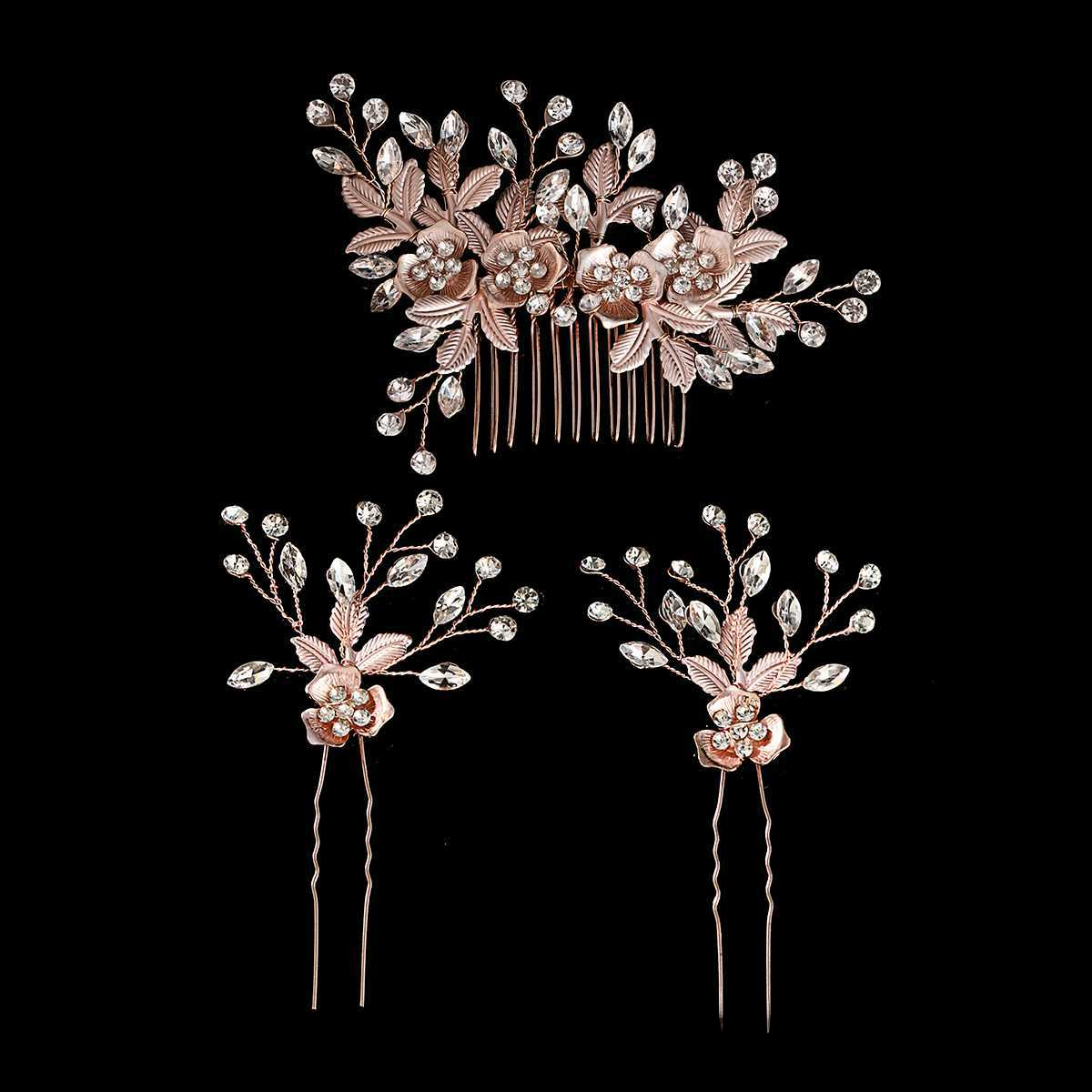 TEMU 3pcs Coiffure de Mariée Feuilles Florales Peignes Cheveux Épingles Cheveux Fleurs Épingles Cheveux Peigne