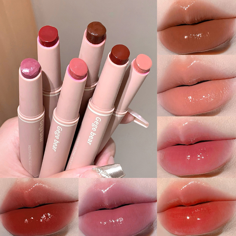 gege bear solid lip gloss balm hydrating jelly lip tint with     long lasting waterproof lipstick for natural plump lips smooth and lightweight lip makeup 6 colors   affordable everyday lip stain