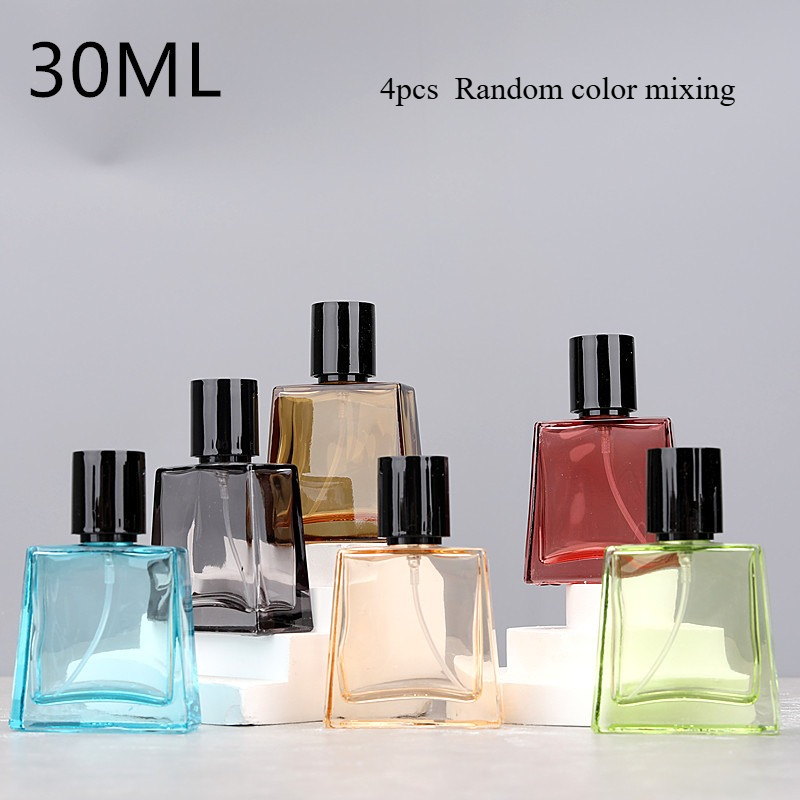 E-shop 4-teiliges modernes minimalistisches Parfümzerstäuber-Set, 30 ml Glas-Sprühflaschen mit Schraubverschluss für DIY-Kosmetik, Reisen persönliche