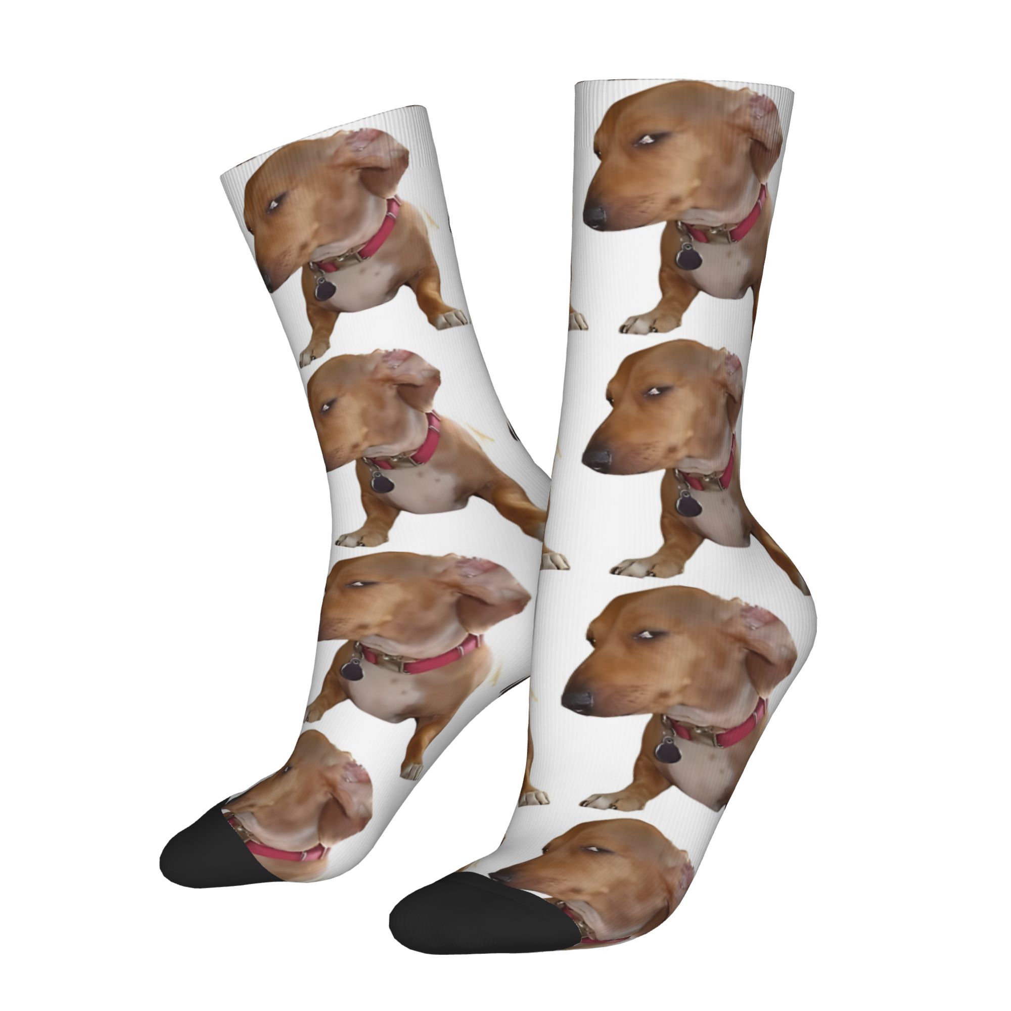 TEMU 1 Pair Hip Hop Vintage Dog Look Meme Crazy Men's Compression Socks Unisex Harajuku Pattern Printed Funny Novelty Sock