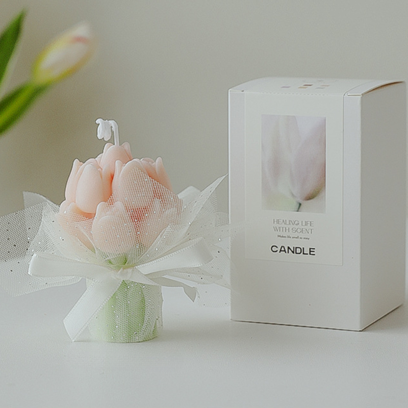Image of 1pc New Of Tulip Bouquet Candles, Mother's Day Gift, Creative Flower Shapes, Suitable For Festivals, Gift , And Home Use