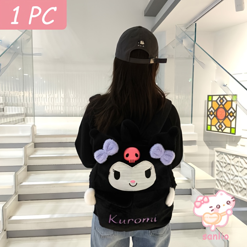 Sanrio for kuromi Backpack - Cute for kuromi Face with Expressive Eyes & Pink Bow, Large Capacity School Bag with Secure Zipper Closure, Lightweight Japanese Anime Backpack for Girls, for Kuromi Collectors Gift for School, Travel