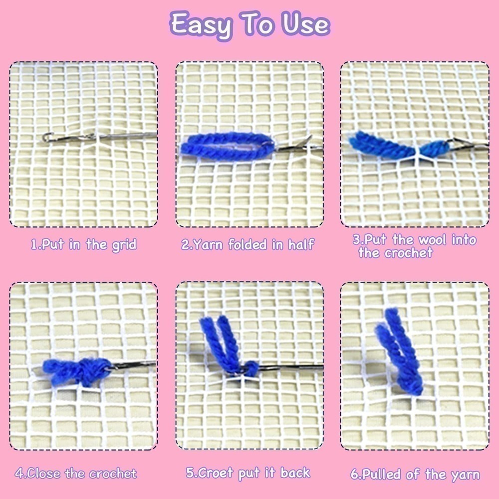 Hook Kit for Adults with Pattern Pillowcase and Needlework Supplies