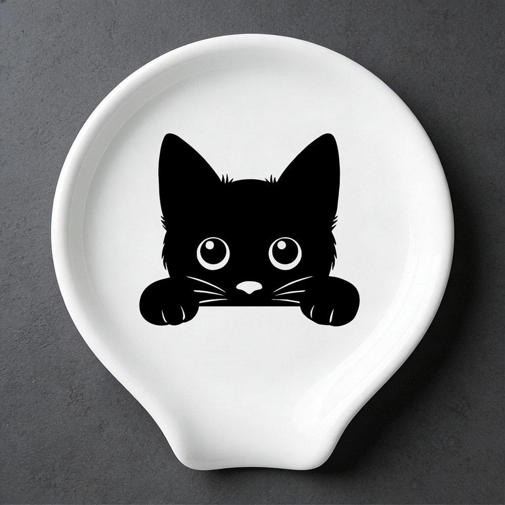 TEMU Poggiamestolo in ceramica con che sbircia, design minimalista e , poggiautensili da cucina per e piano di lavoro, decorazione da cucina e regalo