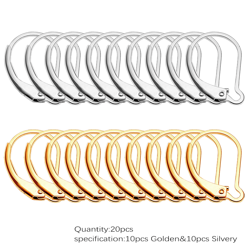 Image of 10pcs/20pcs Lever Back Earring Clasps | Hypoallergenic Copper Ear Wire Findings With 18k Golden Plating, Smooth To , For Jewelry Making By Kmeosch