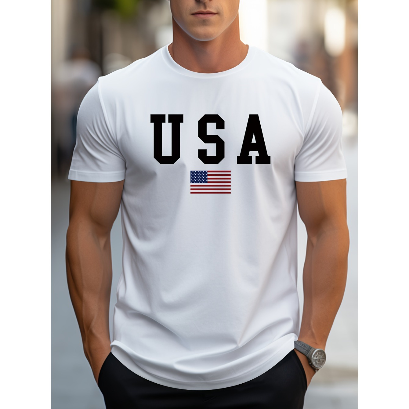 

1pc T- Usa - , , , Slight , Regular Fit - Tee For Adults