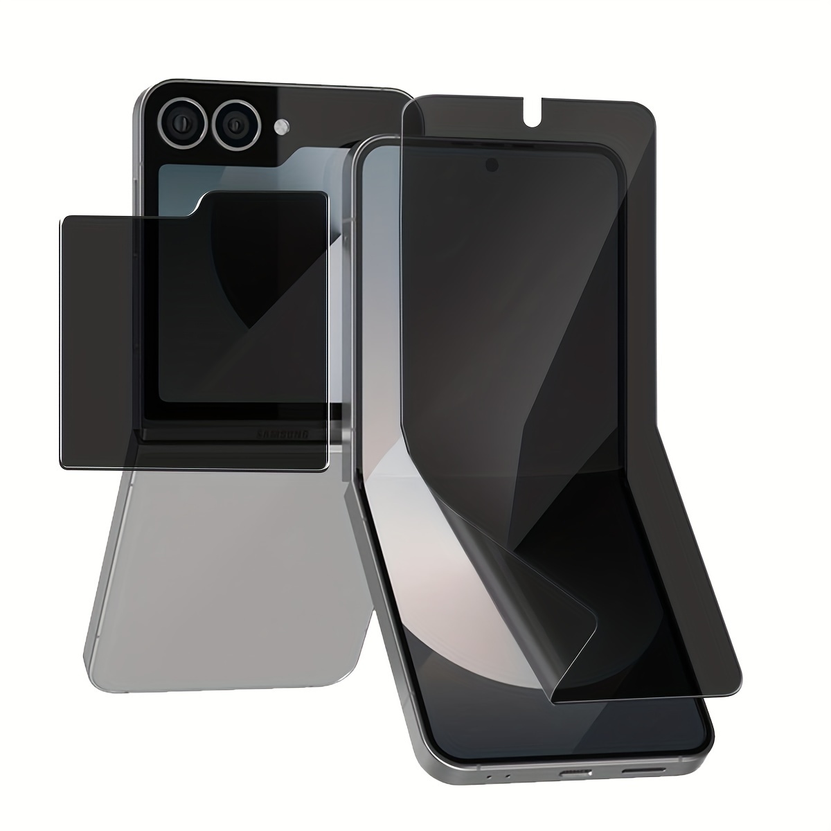 

1+1pc High-quality Privacy Screen Z Flip 6/5/4 - Anti-spy Tempered Glass Back With Flexible Tpu, , Compatible With Cases