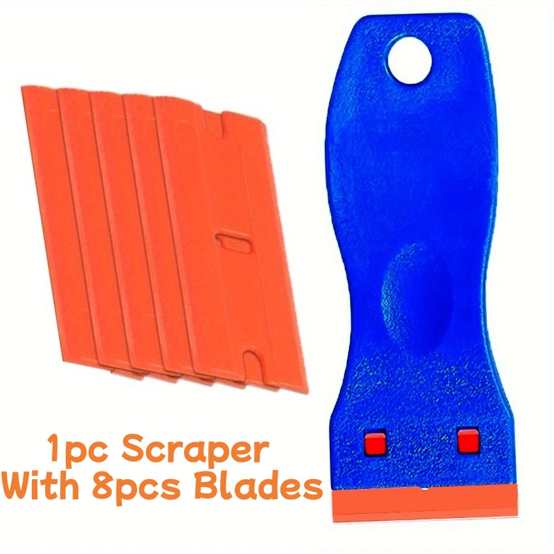 TEMU Non-scratch Plastic And Scraper | Label Remover Tool, 1pc Scraper And 8pcs , For Removing Gaskets, Label Stickers And Adhesives, Suitable For