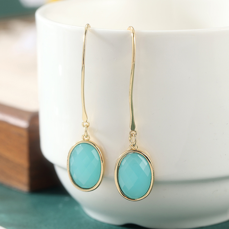 TEMU Elegant Golden Drop Earrings, Handmade Oval Dangle, Jewelry Gift For Daily & Christmas Occasions