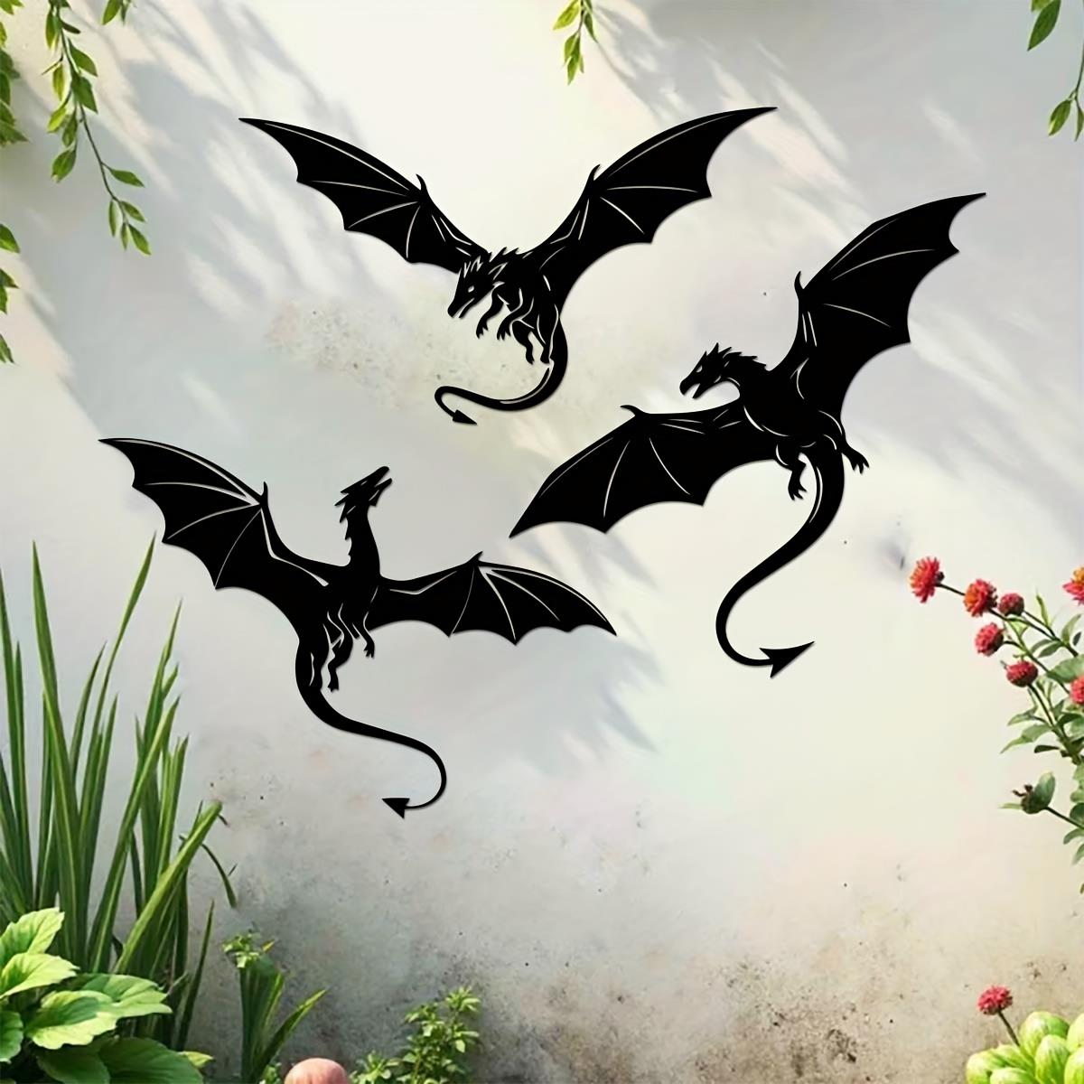 TEMU [2d Flat] 3pcs Flying Dragon Acrylic Wall Art Sculpture – Vertical Acrylic Dragon Wall Hanging, Indoor/outdoor Dragon Wall Art For Home, Garden,