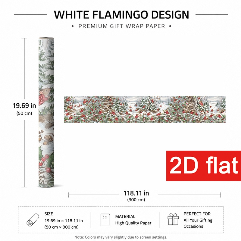 TEMU 2D-Flach 1 Rolle 50x300cm (19,7x118,1in) Premium Weihnachts-Geschenkpapier für Feiertagspartys, Winter-Geschenkpapier mit verspielten Mäusen in
