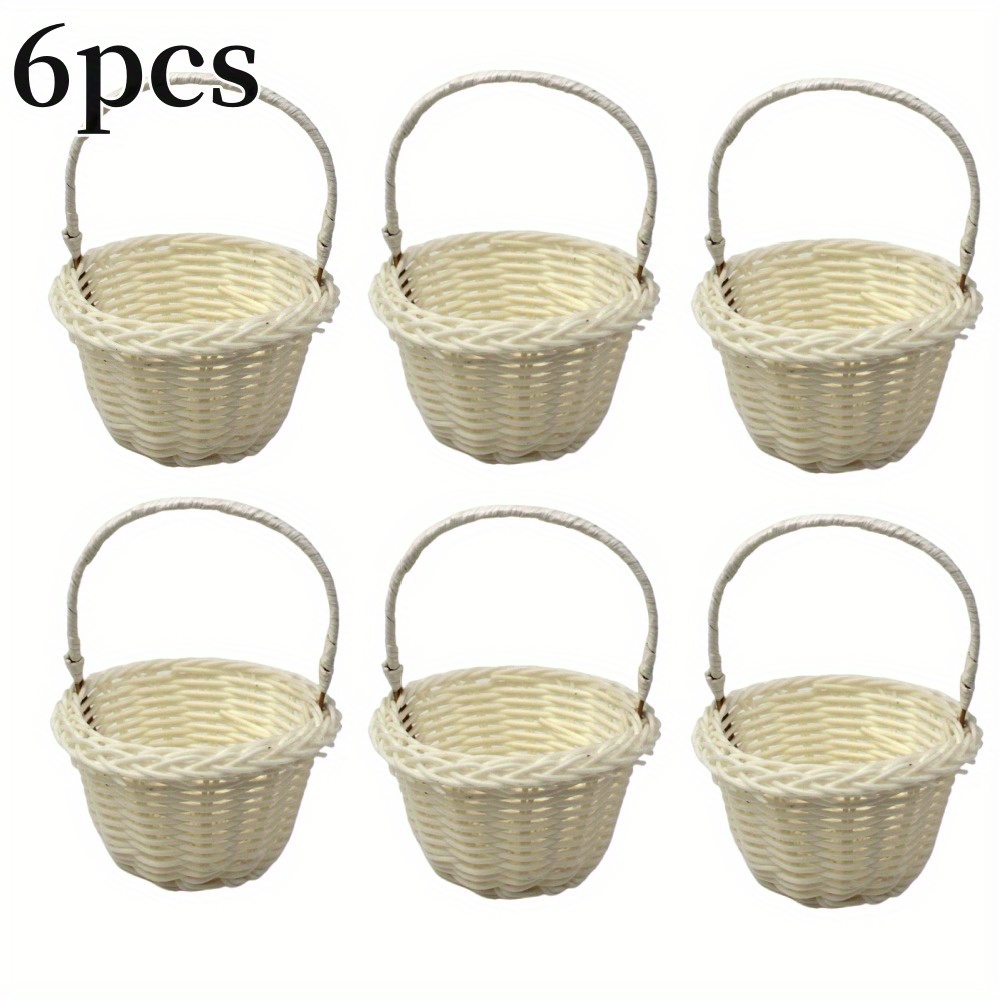 6pcs mini rattan easter baskets with handles classic woven design ideal for home decor flower arrangements and small favor storage outdoor use outdoor decor decorative baskets rattan construction   shelf baskets 0