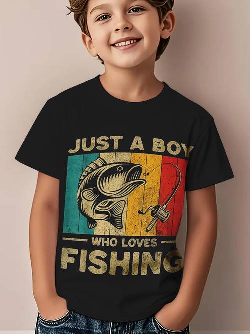 nieuw t-shirt met origineel voor jongens en meisjes, modieus en veelzijdig t-shirt met hengelprint, streetstyle zomer met korte mouwen, geschikt voor dagelijks gebruik