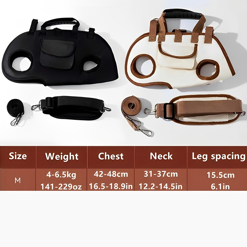 Image of 2 Sets Of Black And Brown Pet Backpacks, Dog Carrying Diagonal Cross Vest Style Towing Rope For Outdoor Use, And Durable Materials, Small Shoulder Bags, Pet Carrying Harness Supplies