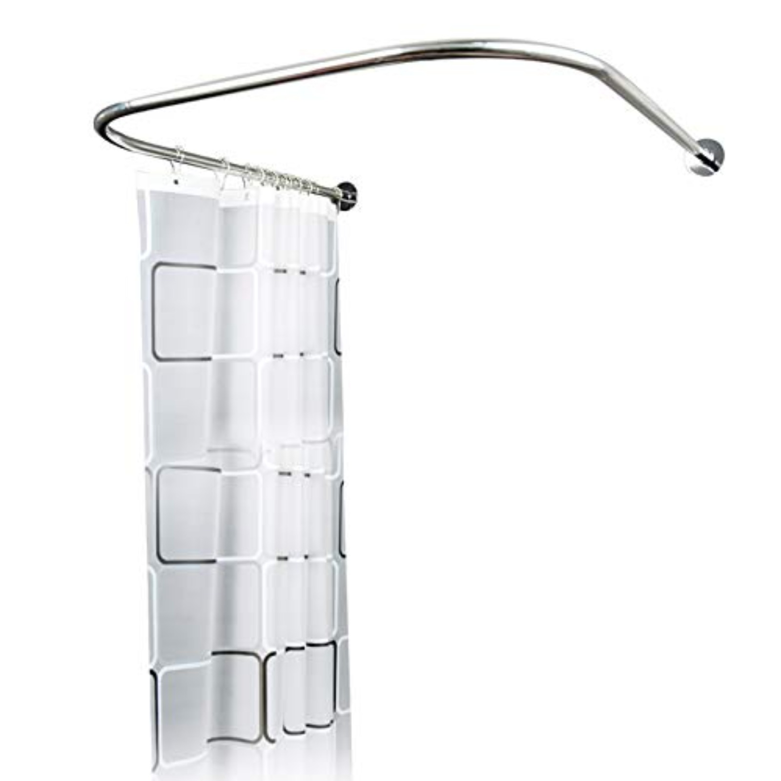 E-shop U-förmige Duschvorhangstange, verstellbare gebogene Badezimmer-Vorhangstange, Duschvorhangstange & Staubschutz für Badezimmer, Toilette, Balkon,