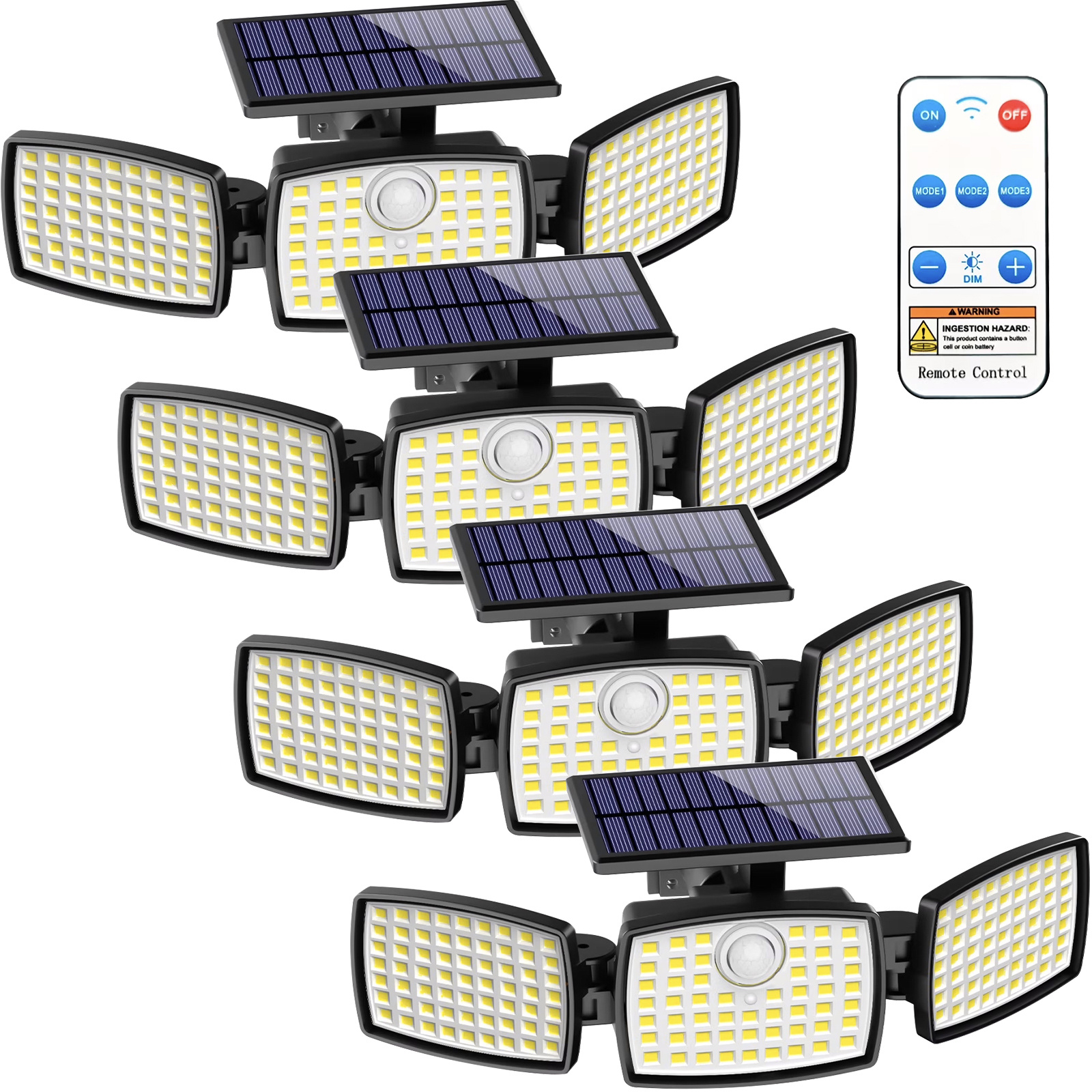 TEMU 4/2pcs Outdoor Solar Lights With Motion Sensor, 179 Leds Solar Lights For Garden, , Ip65 Waterproof Wall Lights, 1500mah, 3 Lighting , Remote